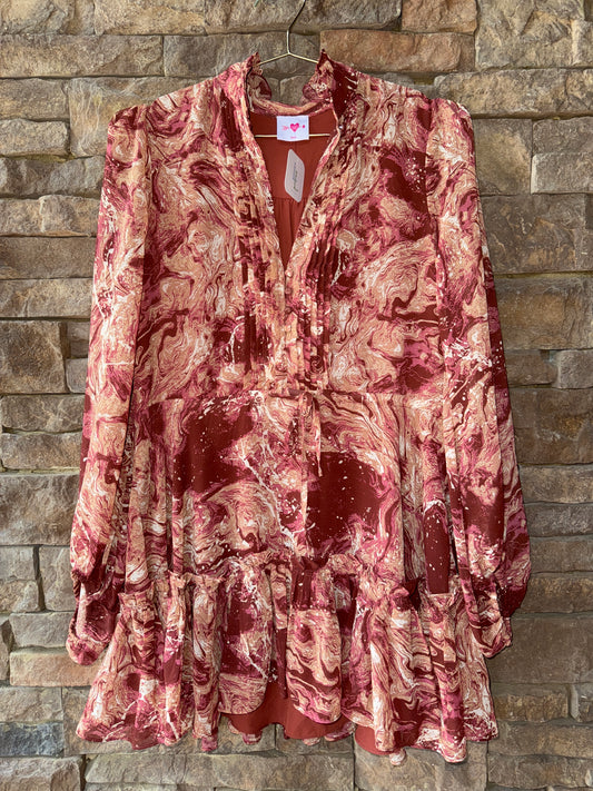 Buddy Love Maroon Tie Waist Ruffle Dress M