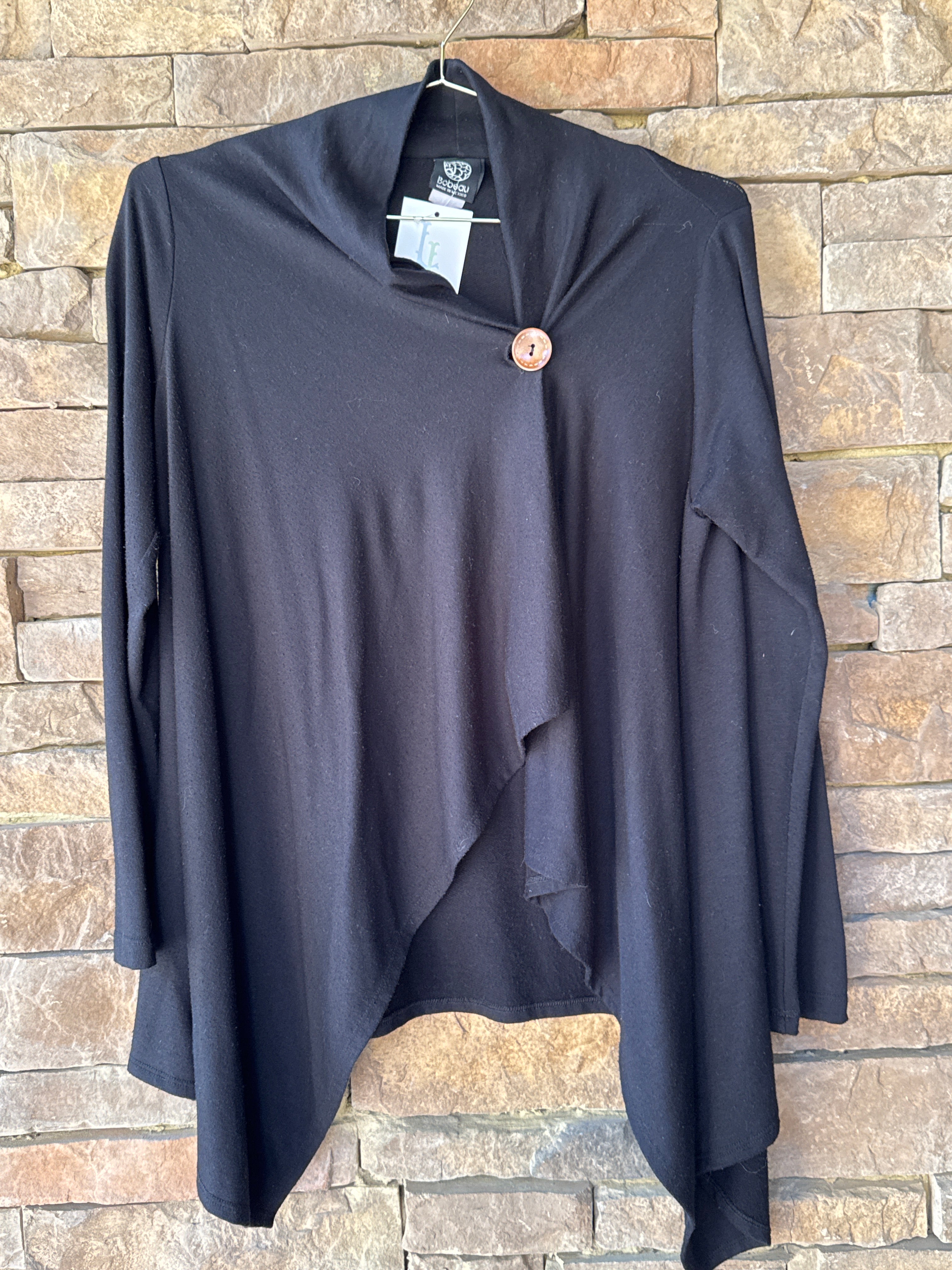 Bobeau Black Button Cardigan M