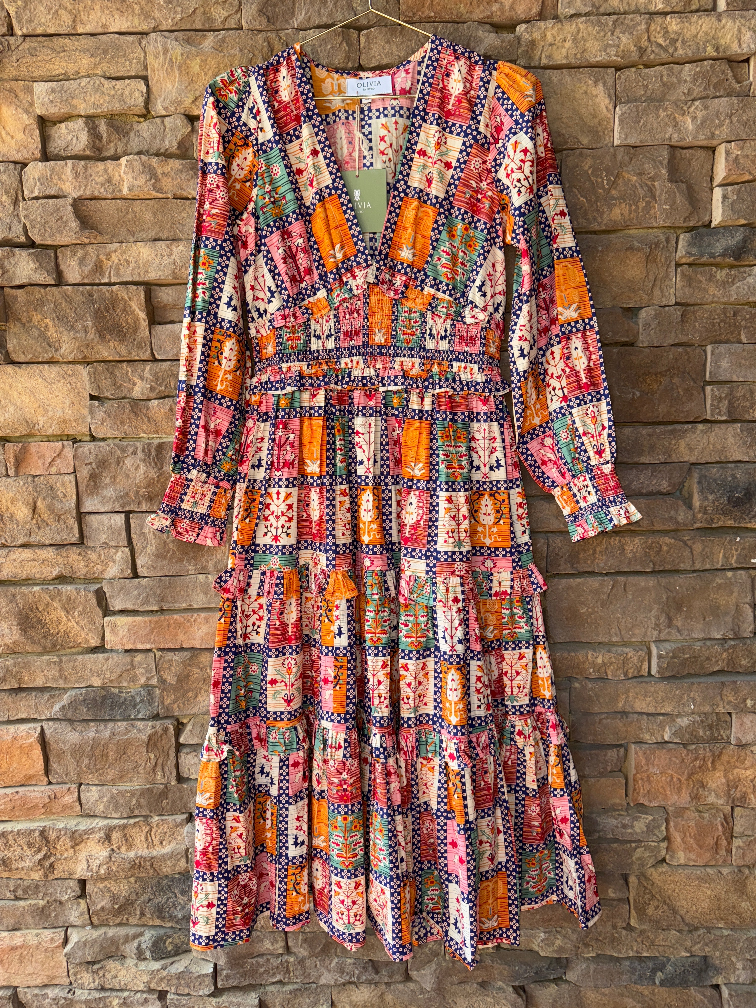 Olivia by Livro Sloan Dress Garvest Grid XS