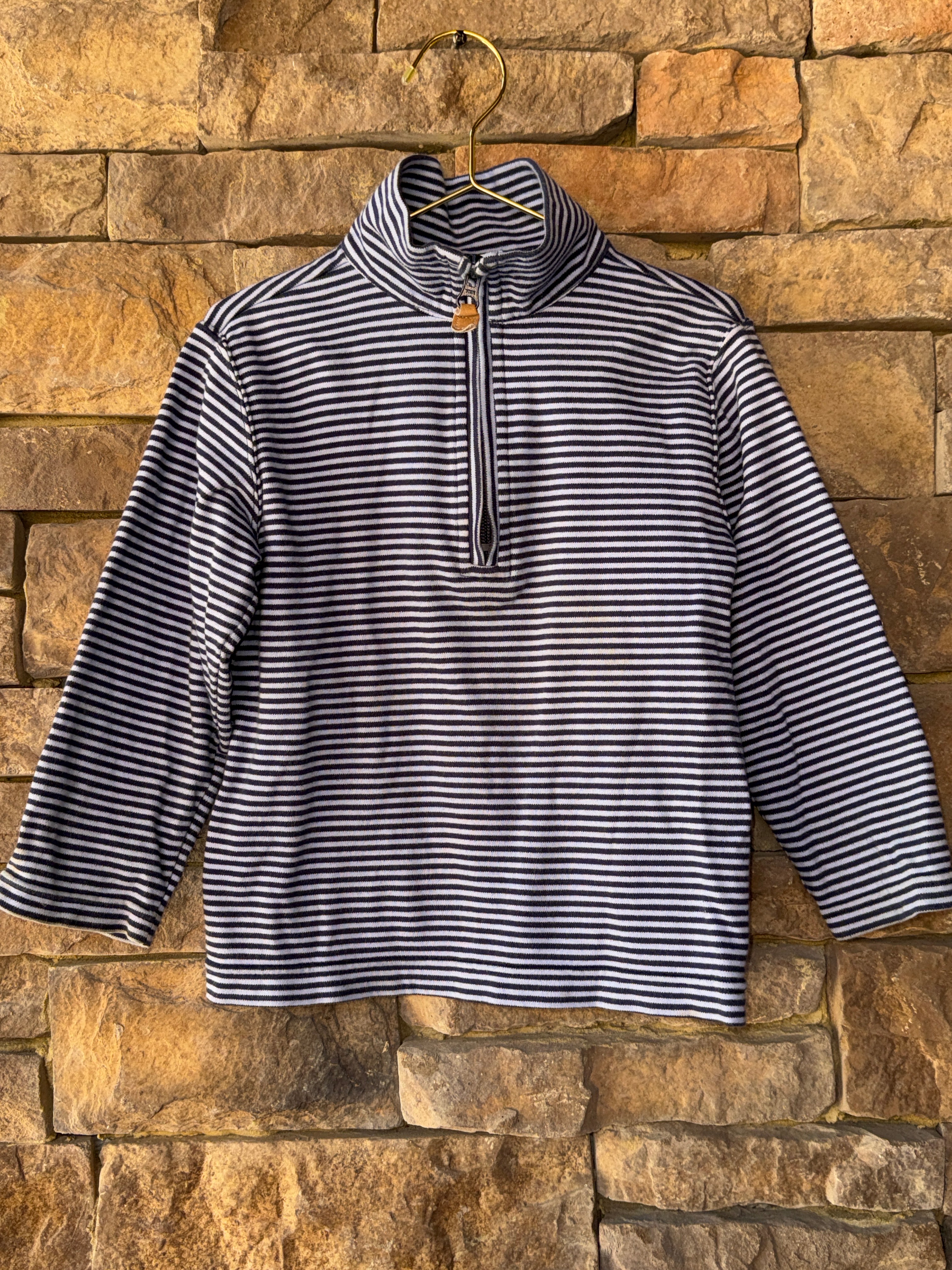 Bella Bliss Navy and Blue Stripe Quarter Zip 4T