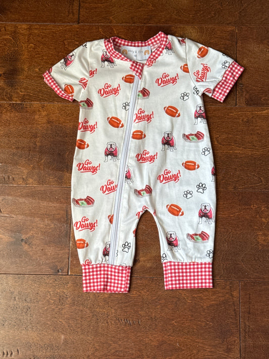 GO Dawgs Gingham Romper NB
