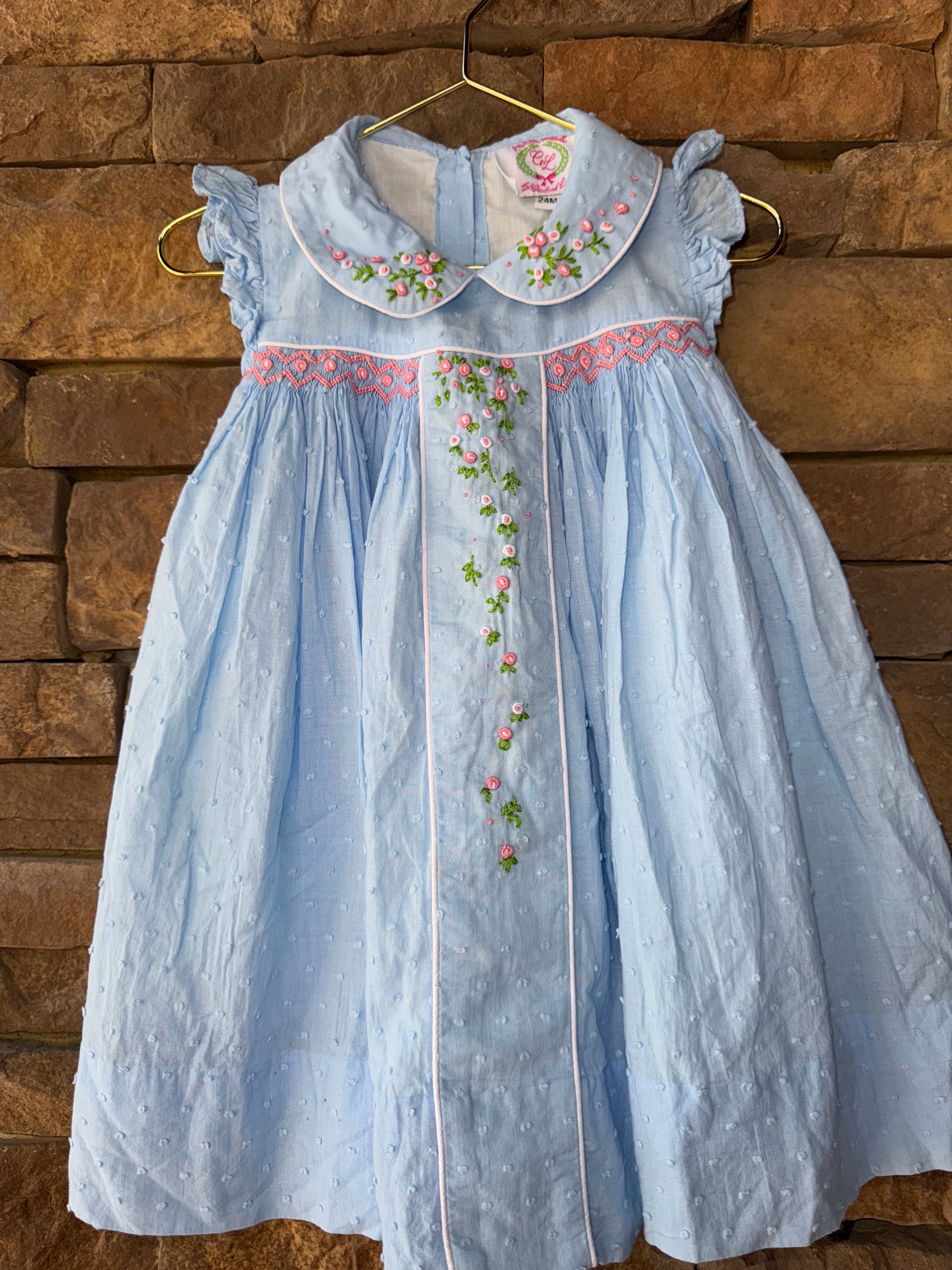 Cecil & Lou Emb Blue Floral Bud Dress 24M