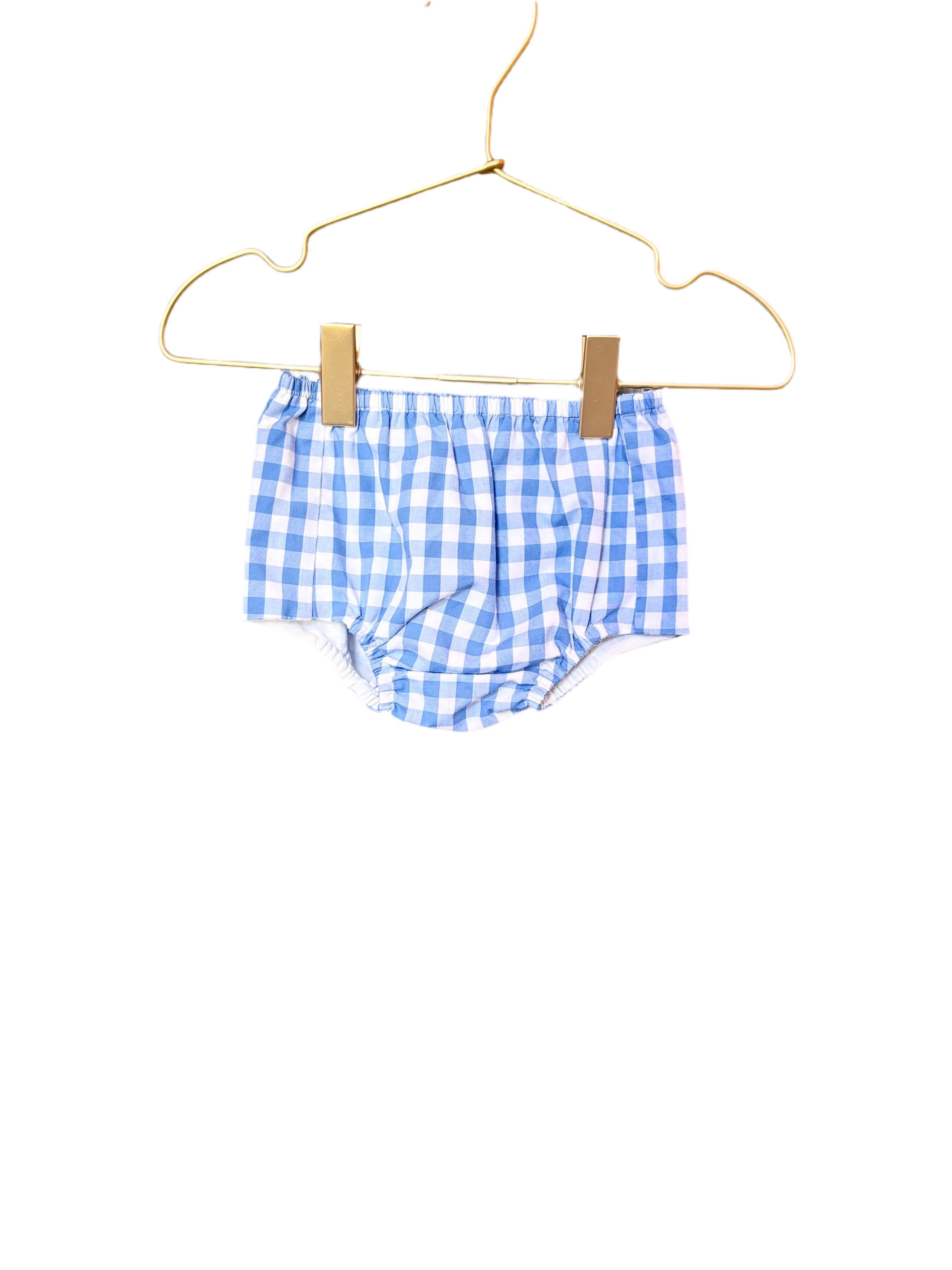 Blue Gingham Diaper Cover 6m