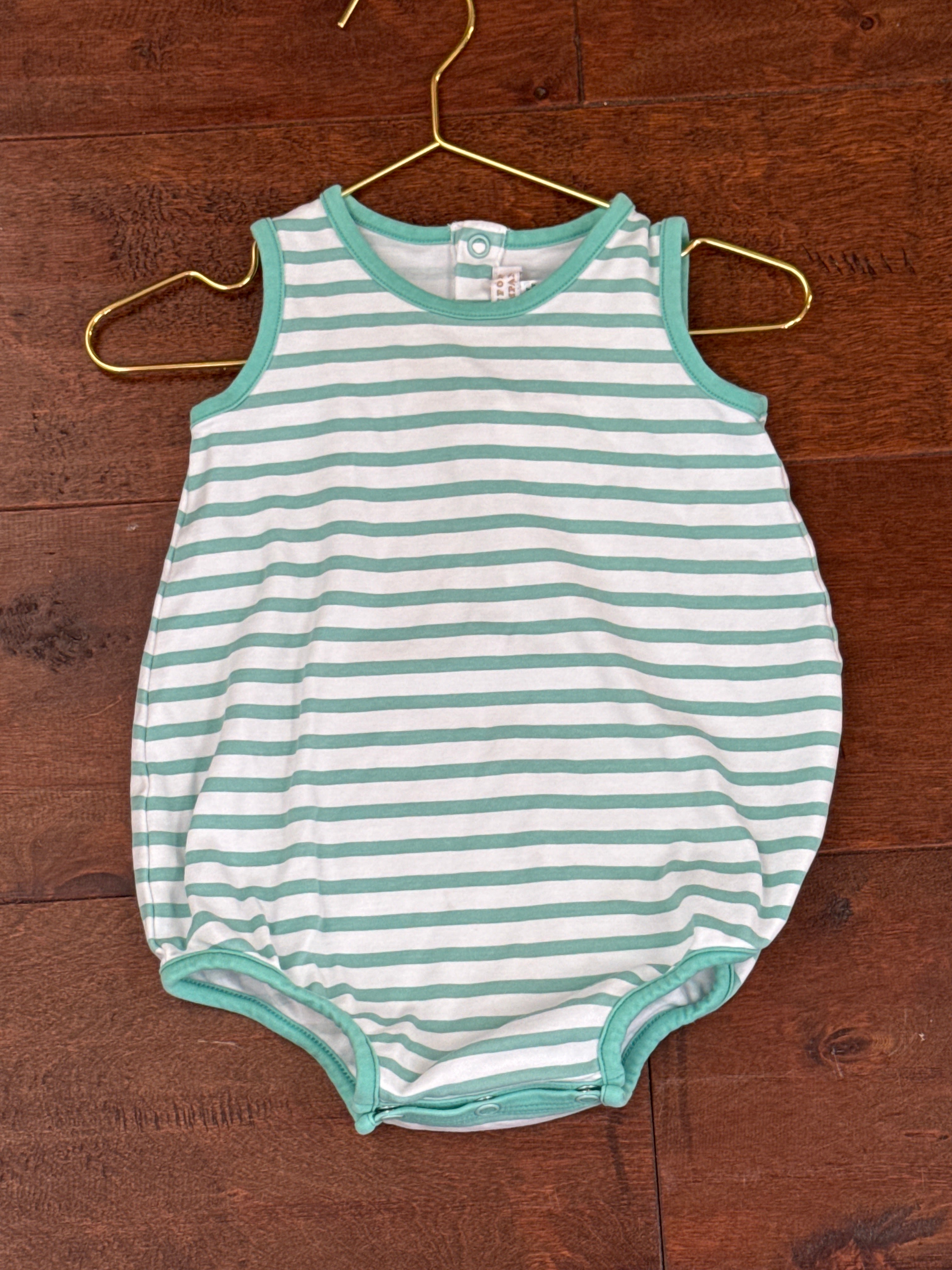 TBBC Green and White Patton Playsuit Bubble 6-12m