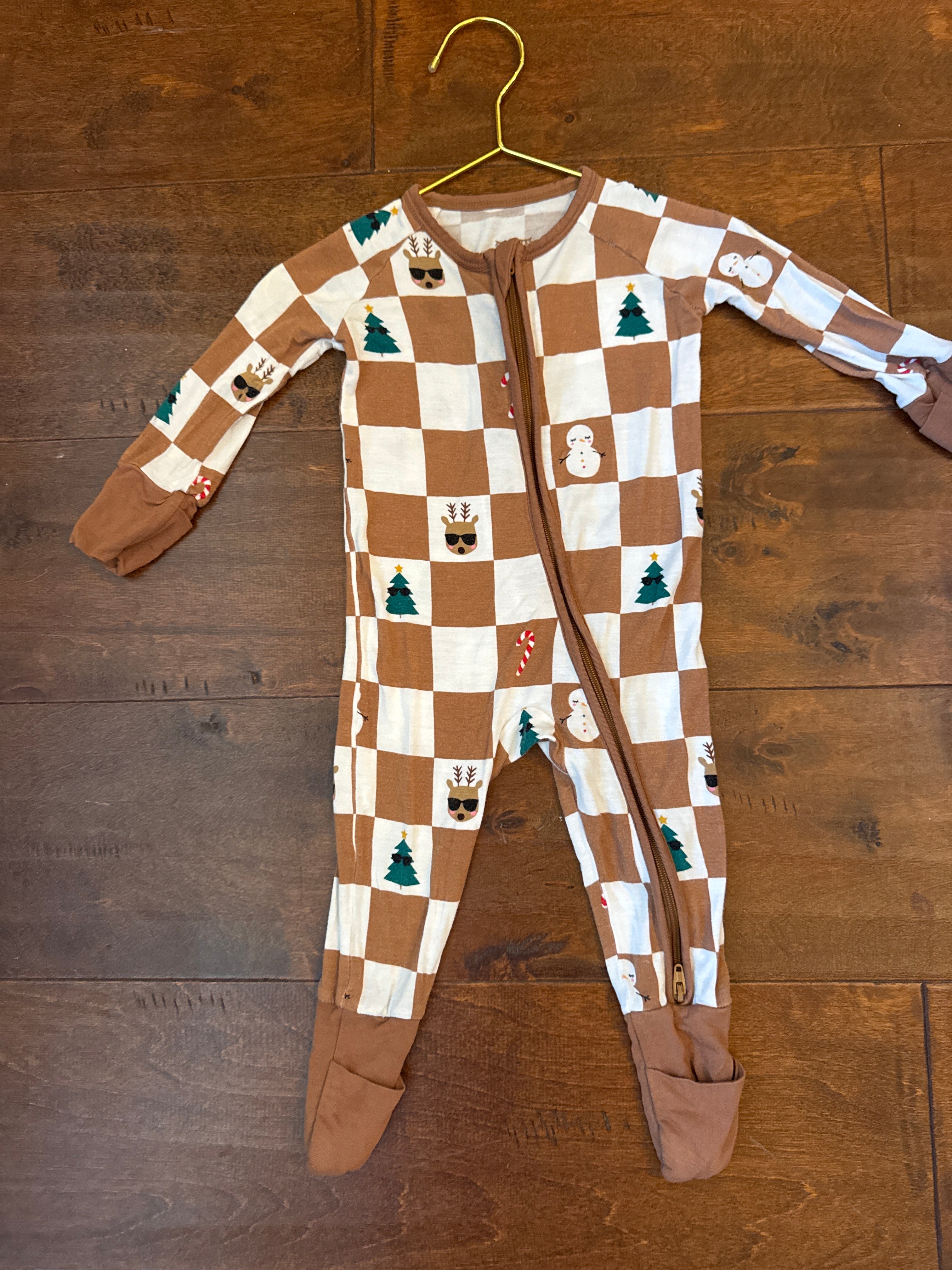 Little Sleepies Reindeer and Santa Footie 3/6m