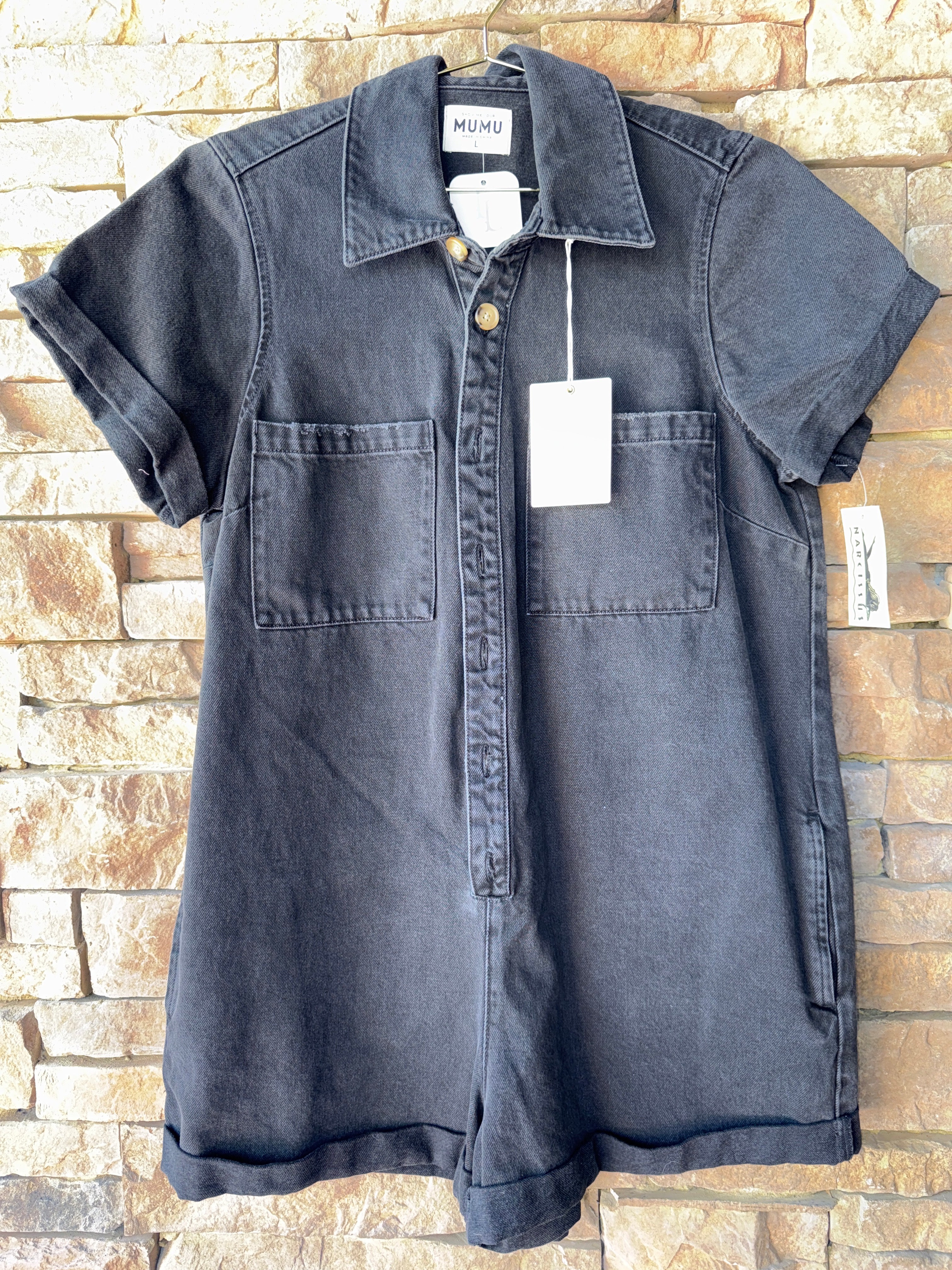 Mumu Black Romper Denim L