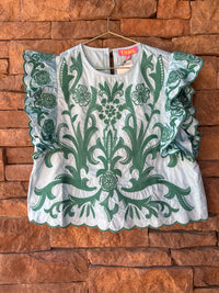 THML Textured Print Ruffle Top S