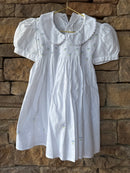 White Smocked Blue Floral Collared Dress 2T