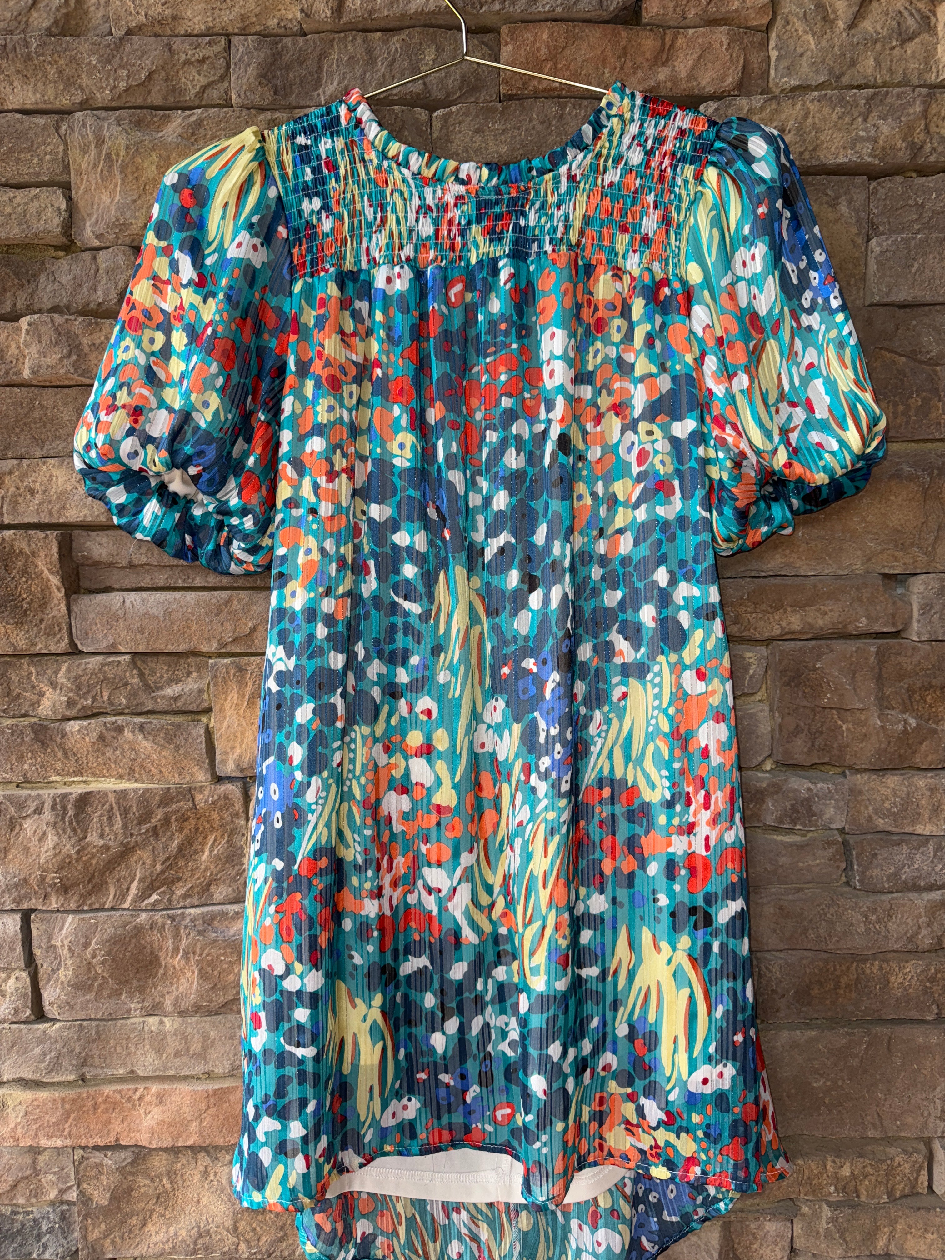 Umgee Leopard Floral Mini Dress S