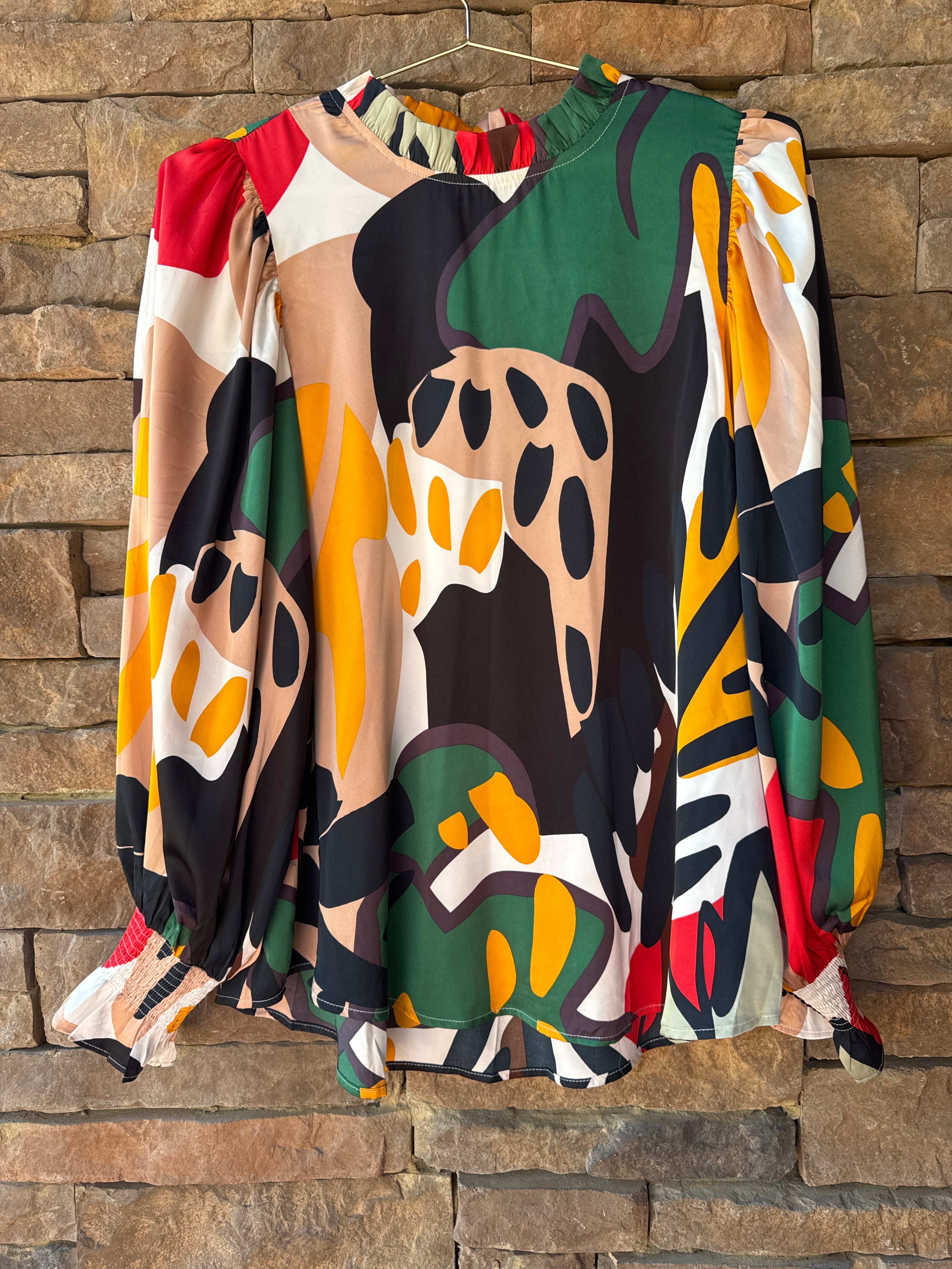 Jodifl Smocked Multi LS Top S