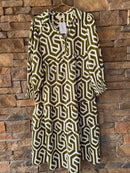 Umgee Olive & Cream Maxi Dress M