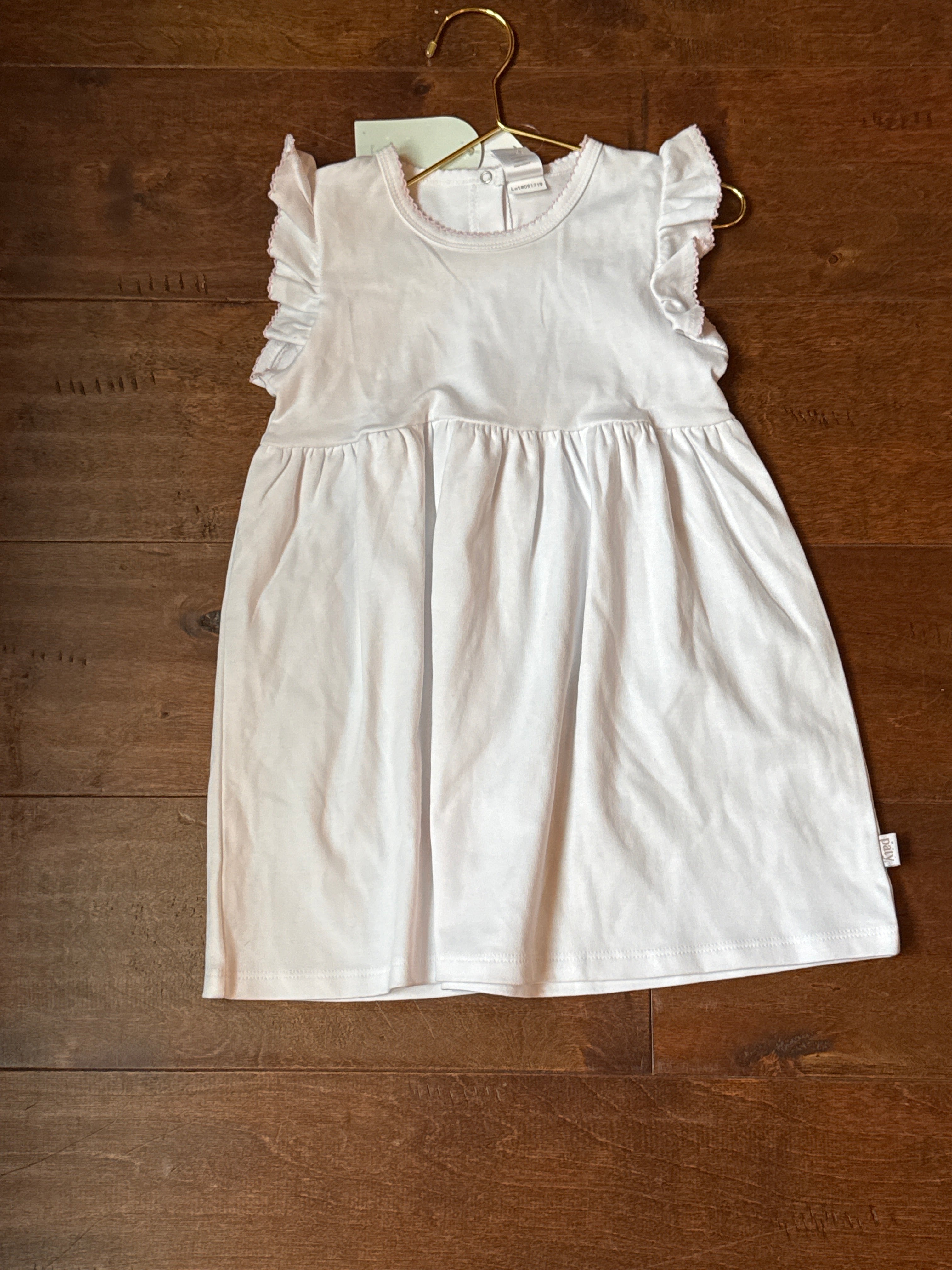 Paty white Dress pink trim 3T