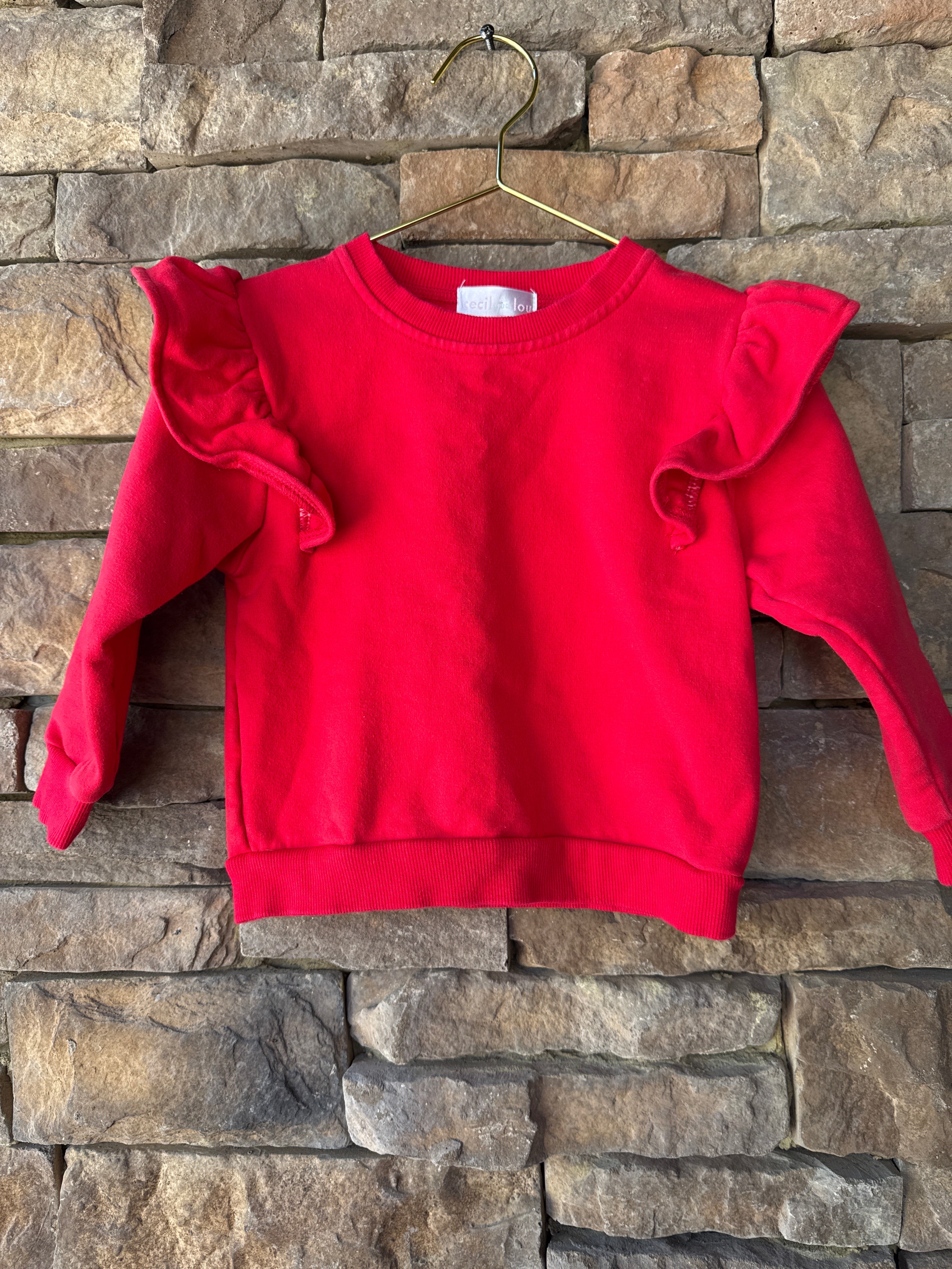 Cecil and Lou Ruffle Red Sweater 3T