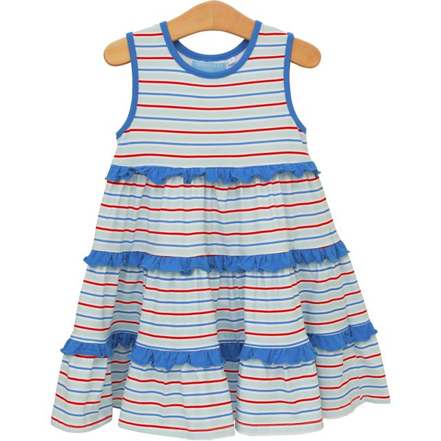 Tinsley Twirl Dress-Patriotic Stripe
