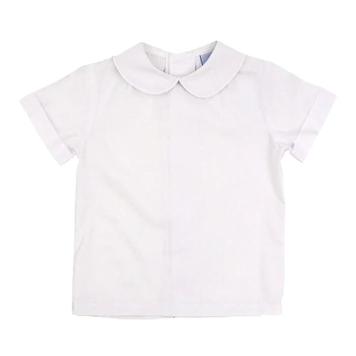 Boys Short Sleeve Button Back Shirt - White