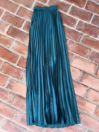 Jade Emerald Pleated Maxi Skirt XL