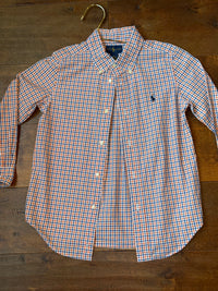 RL LS Orange and Blue Stripe Polo 6