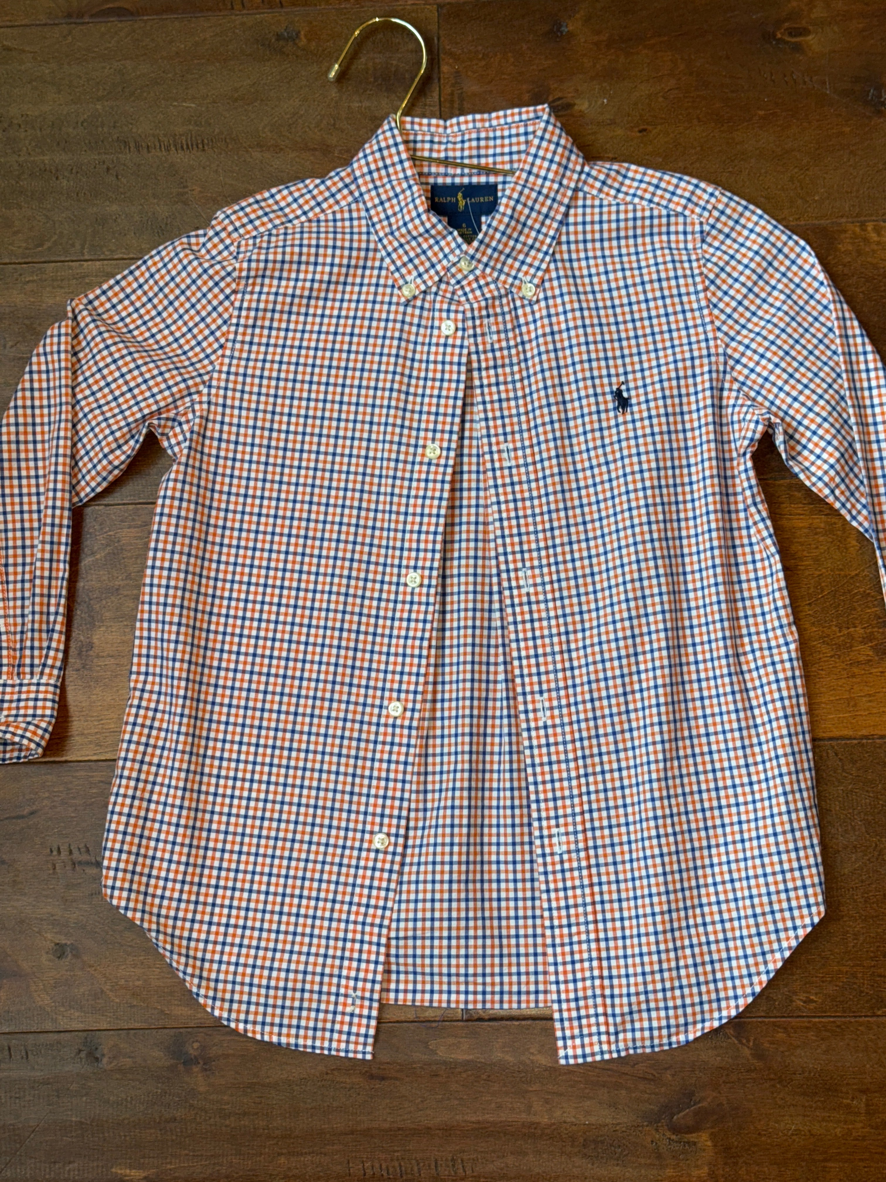 RL LS Orange and Blue Stripe Polo 6
