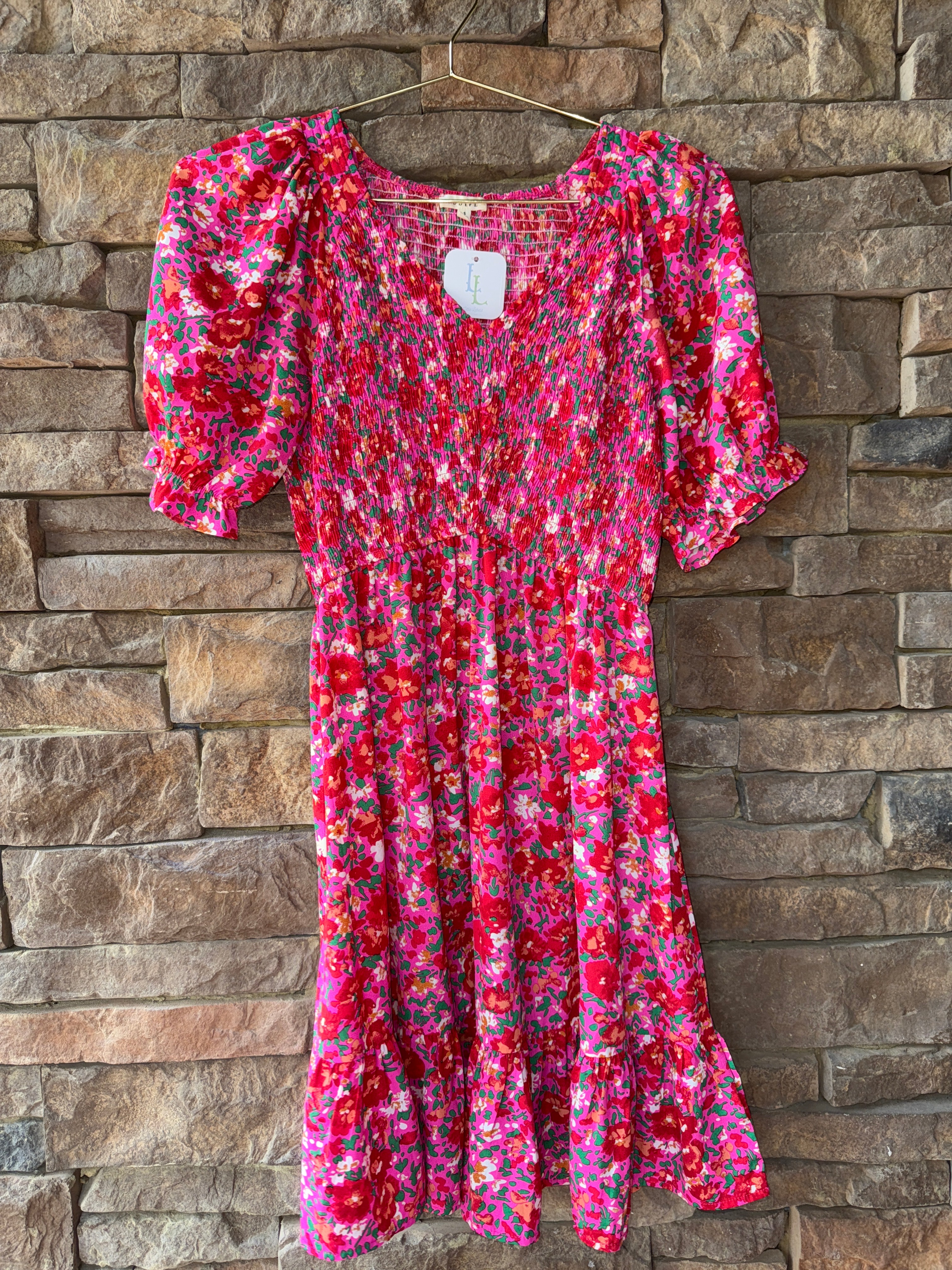 Jodifl Bright Pink Floral Dress S