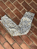 Gold and White Leopard Foil Leggings L