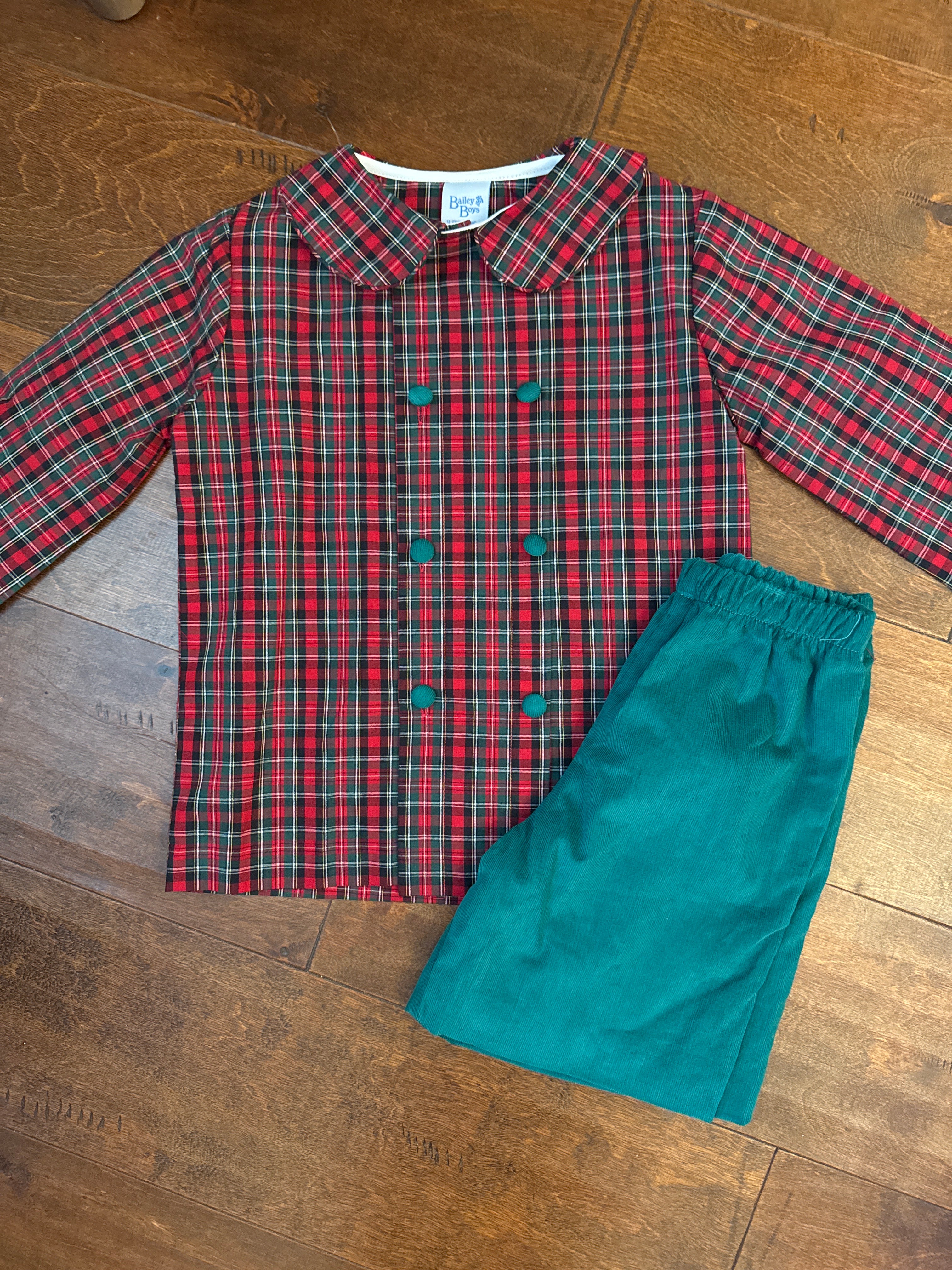 Bailey Boys Clover Cord with Frasier Plaid Tunic 12m