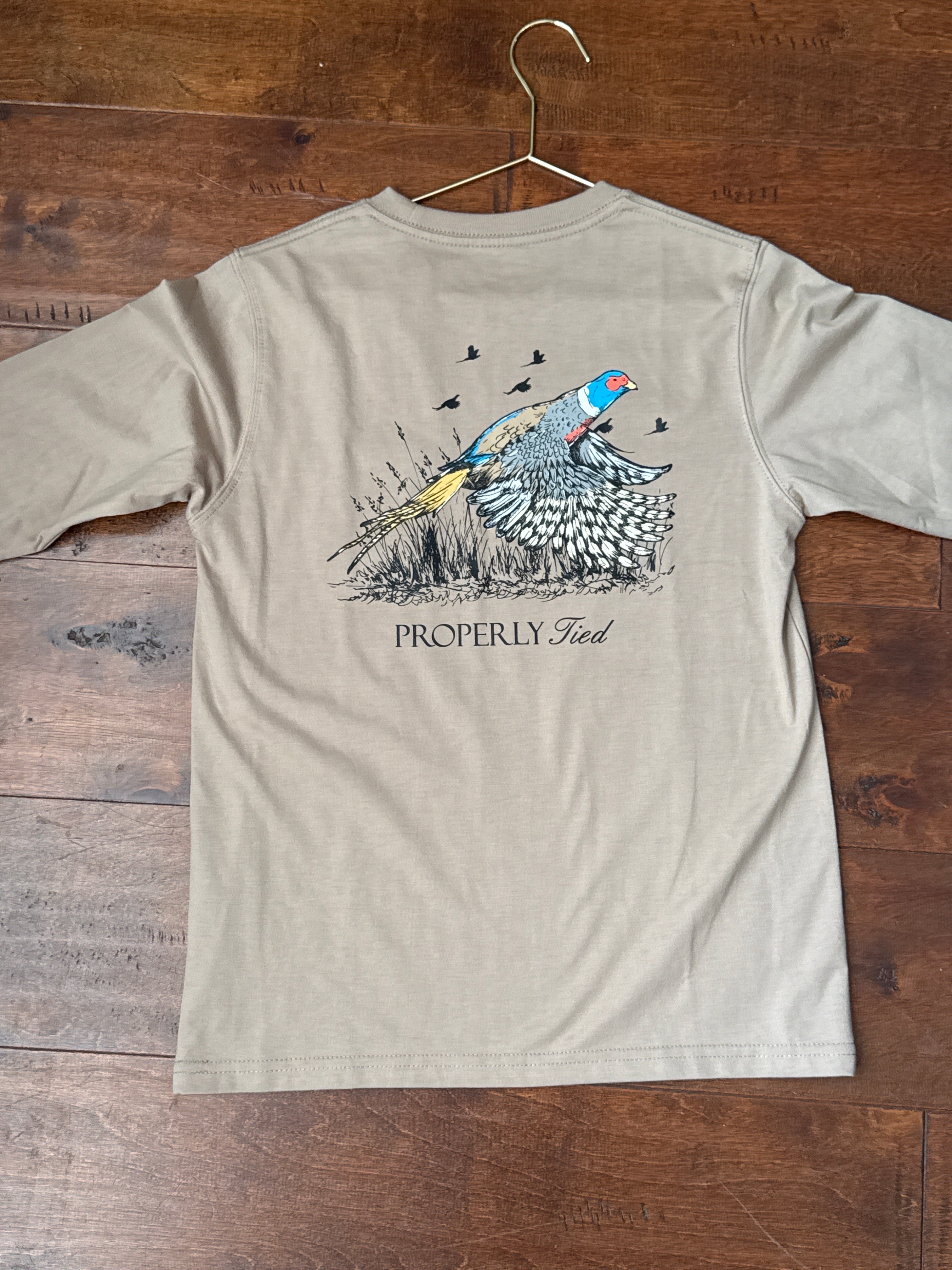 Properly Tied Pheasant Ls t-Shirt Sand YM (10/12)