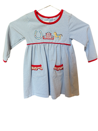 Trotter Street Kids Horse Striped Dress