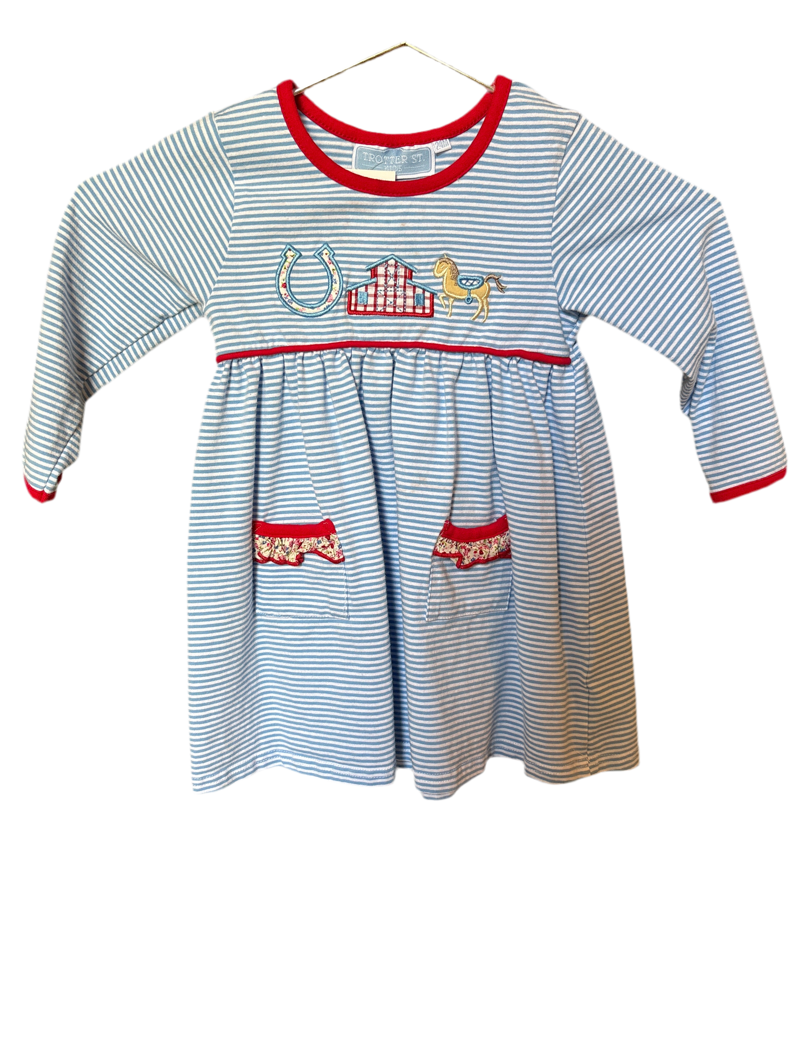 Trotter Street Kids Horse Striped Dress