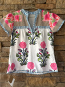 Cherry Berry Collection Floral Blouse S