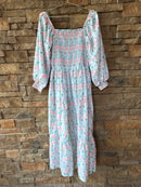Busy Bee Smocked Floral Smocked Maxi Dress L