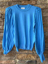 &Merci Blue Puff Sleeve Sweater M