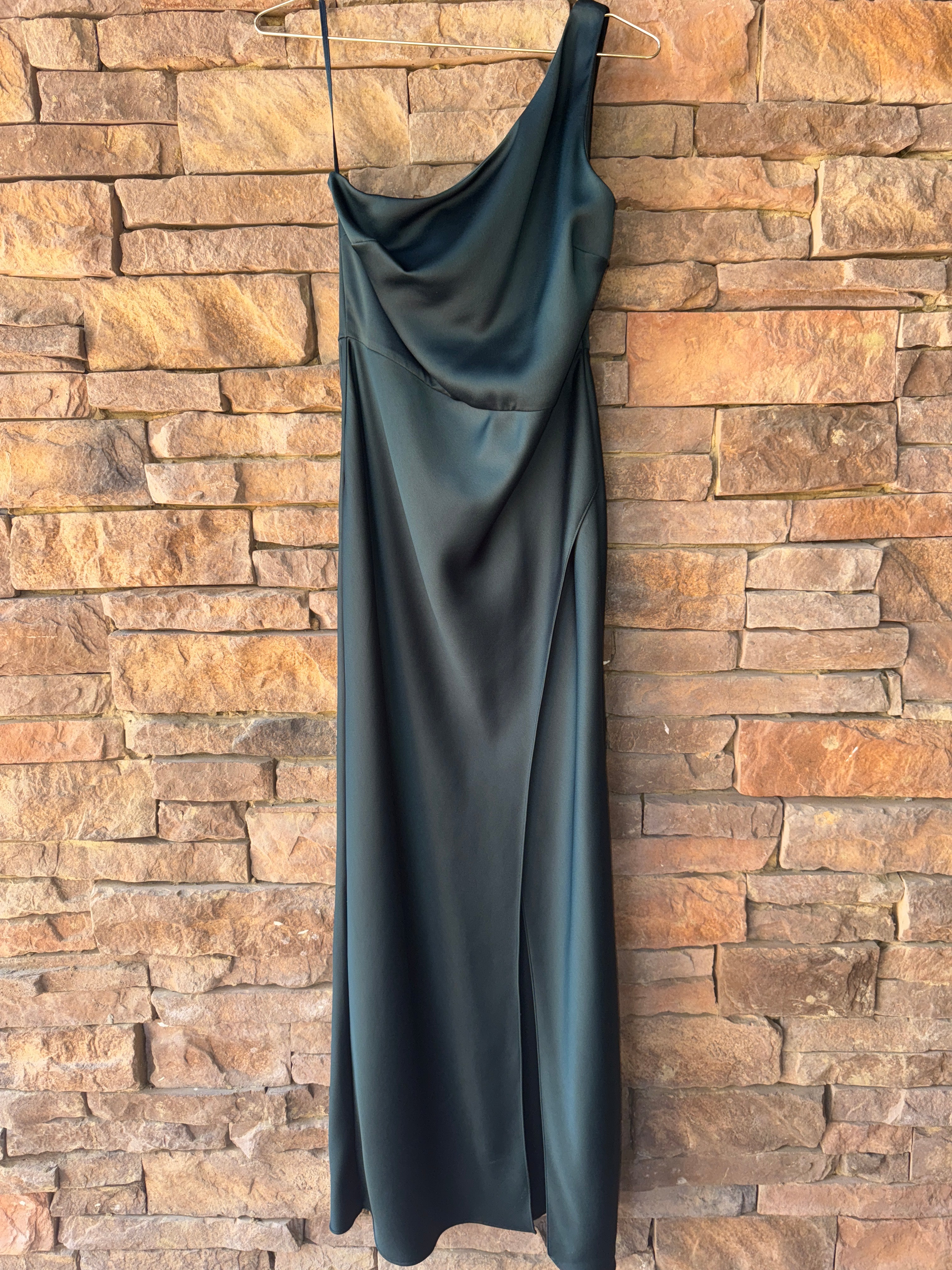 BHLDN Audrie Satin One Shoulder Dress SZ 8