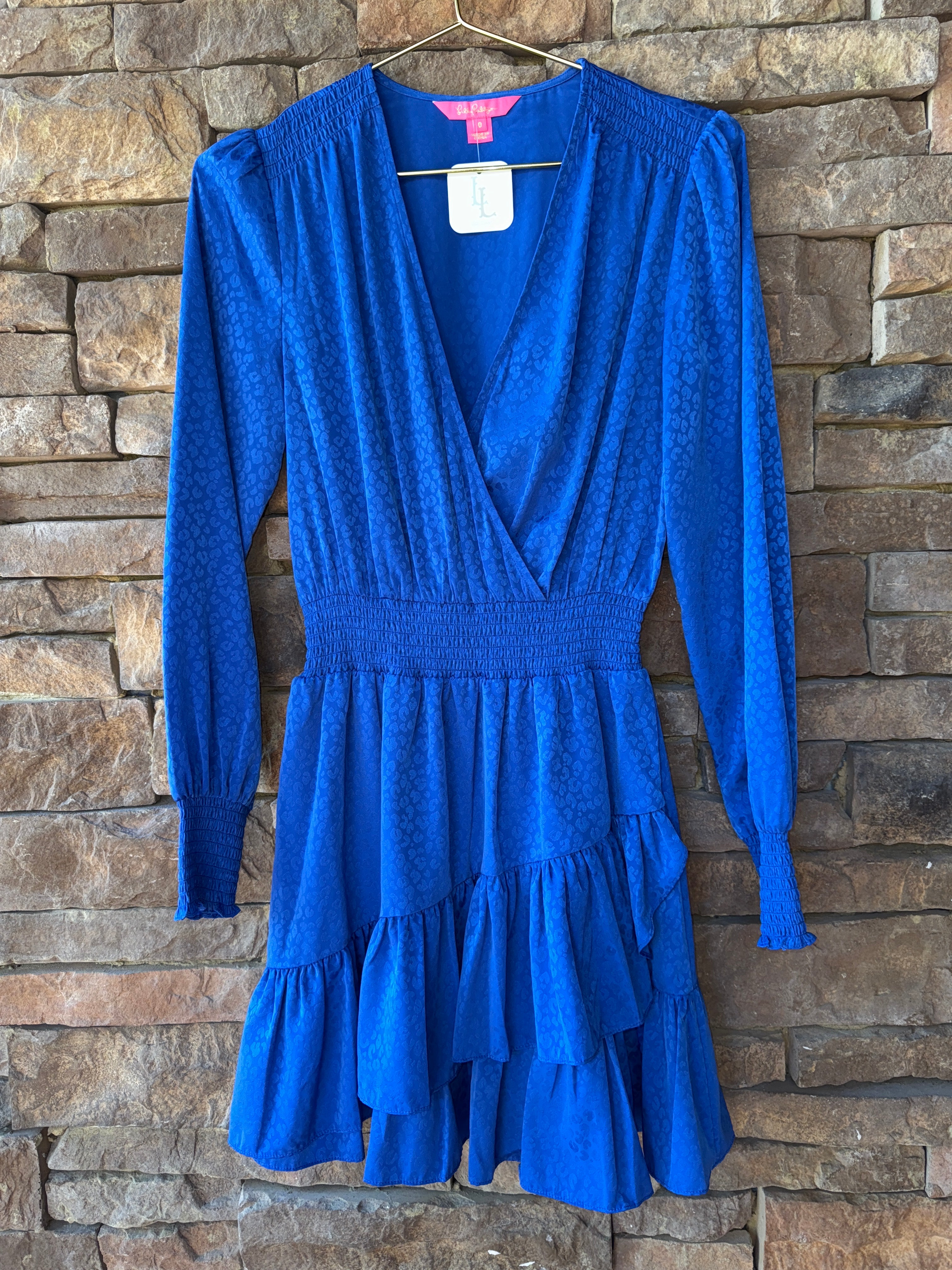Lilly Pulitzer Silk Blue Leopard Print Dress 0