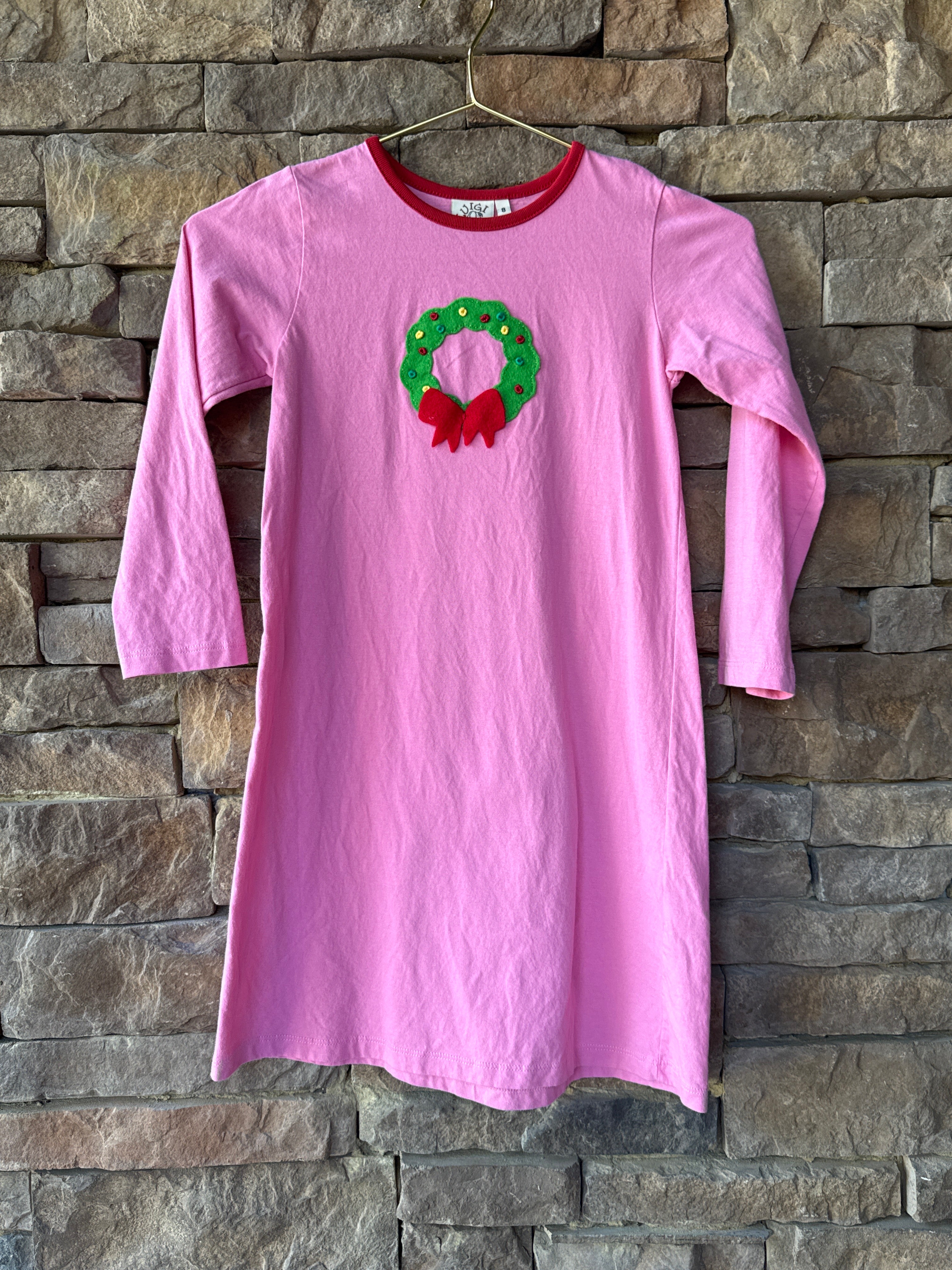 Luigi Kids Christmas Wreath LS Swing Dress 8