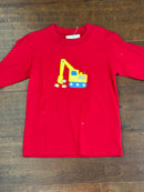 Luigi Kids Backhoe Digging Red Applique 5T
