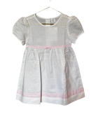 White Linen Dress with Pink Bow 18-24m