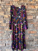 Cleobella Black and Multi Smocked Dress XL