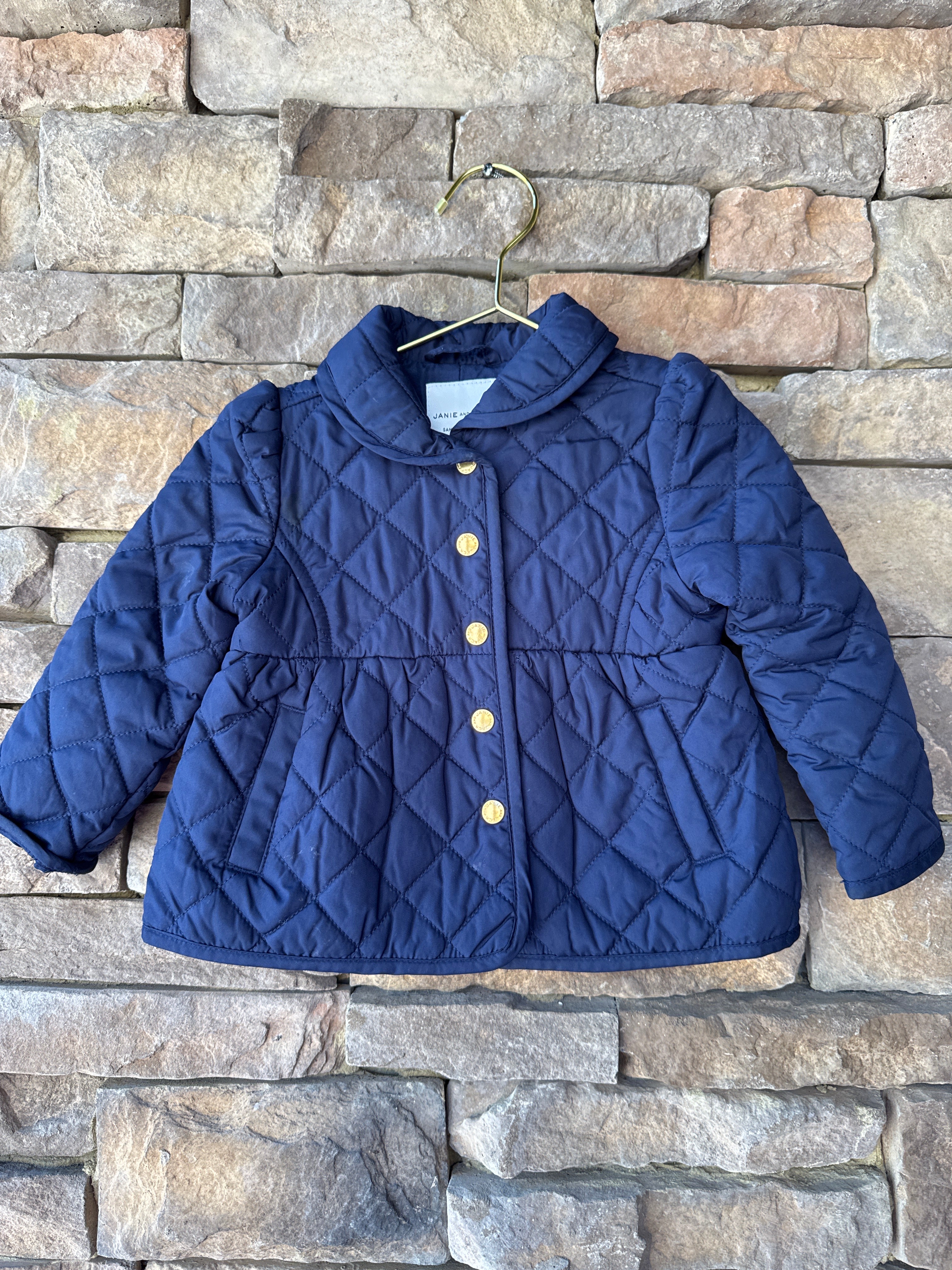 janie & Jack Quilted Navy Jacket 12-18M