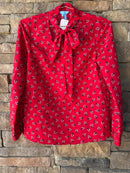 Draper James LS Red Floral Top XS