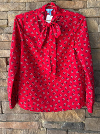 Draper James LS Red Floral Top XS