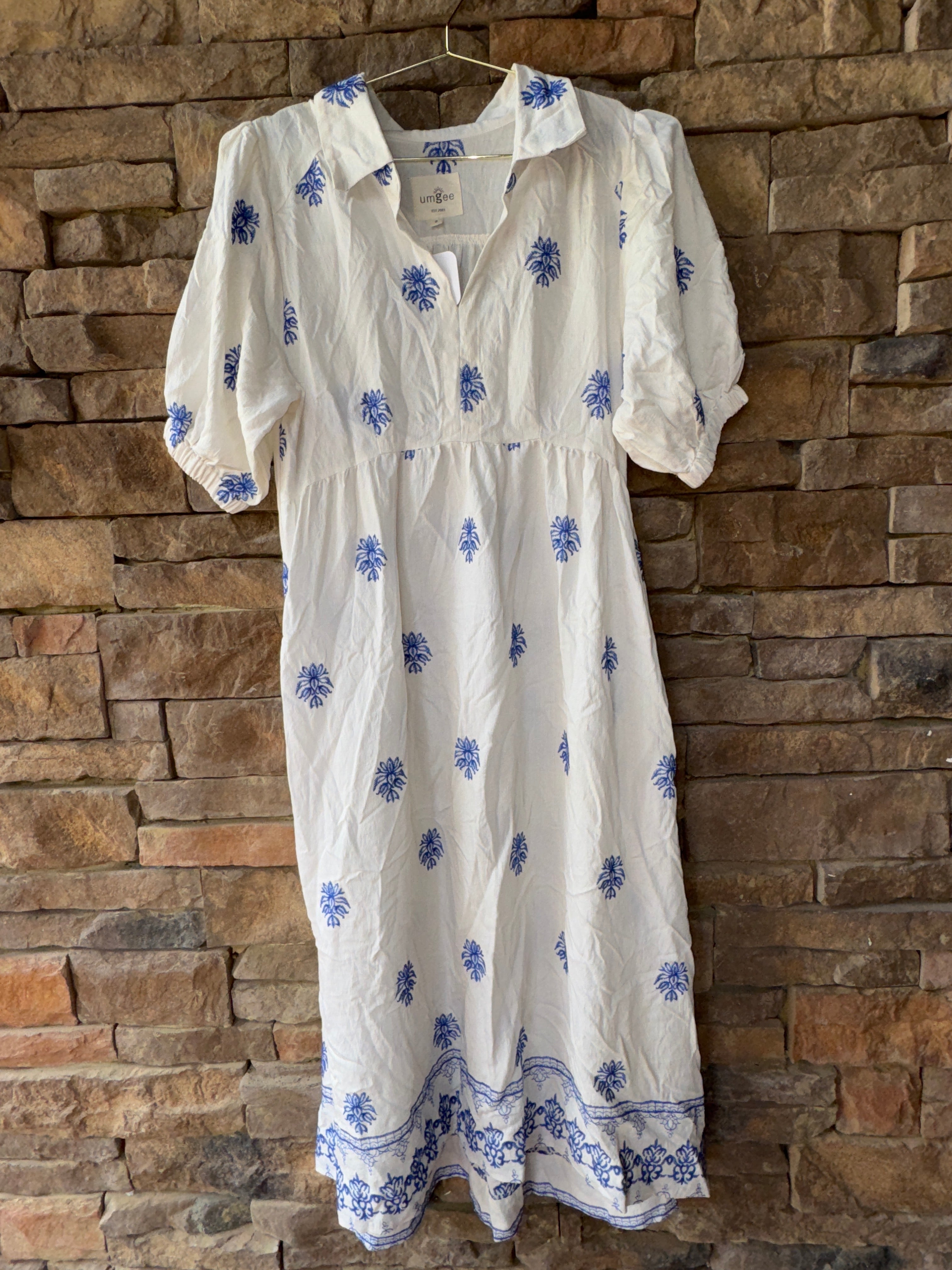 Umgee Blue & White Maxi Dress S