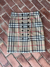 Burberry Plaid Button Front Skirt Size 12