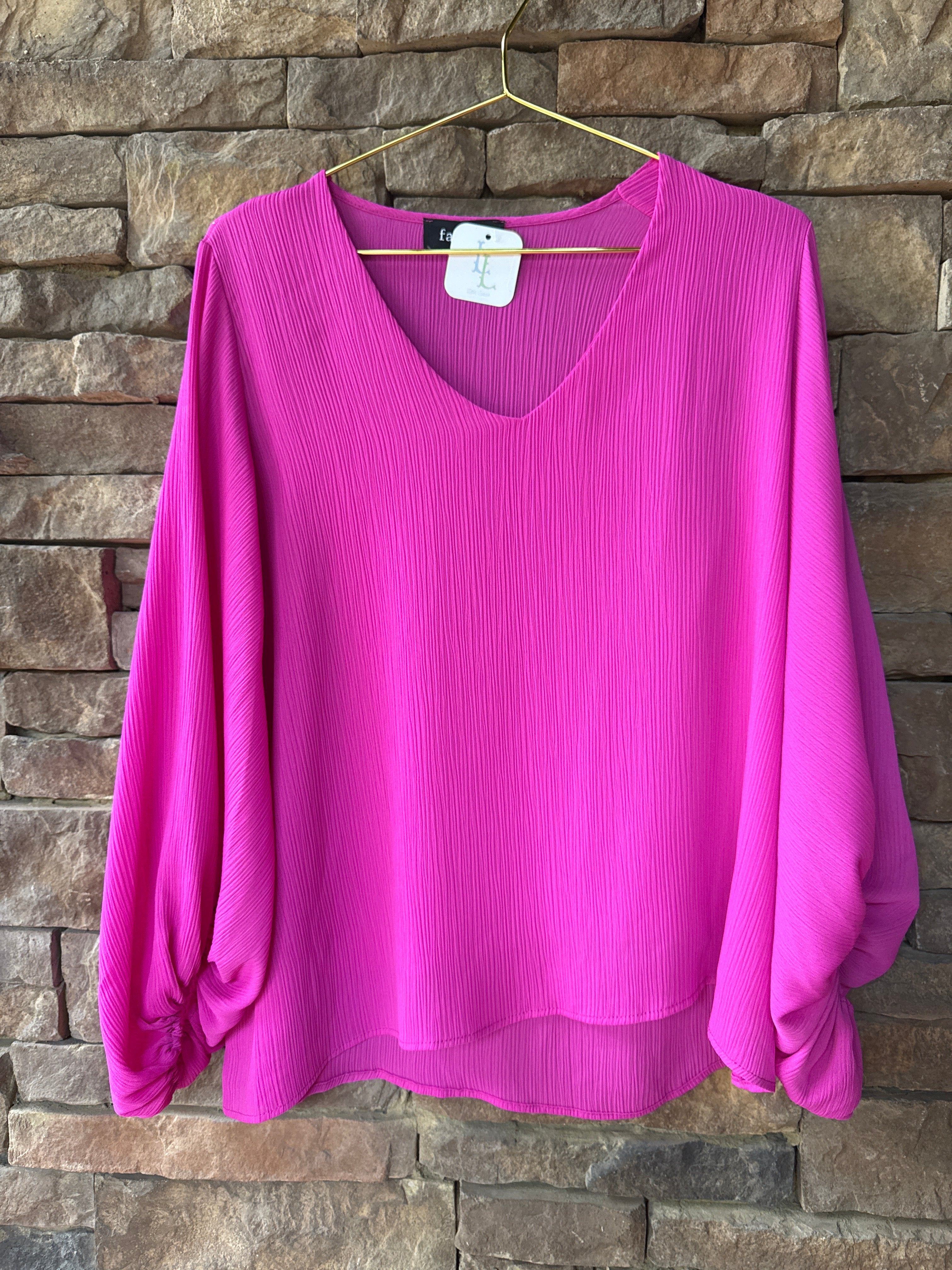 Fabrik Pink Flutter Sleeve Blouse M