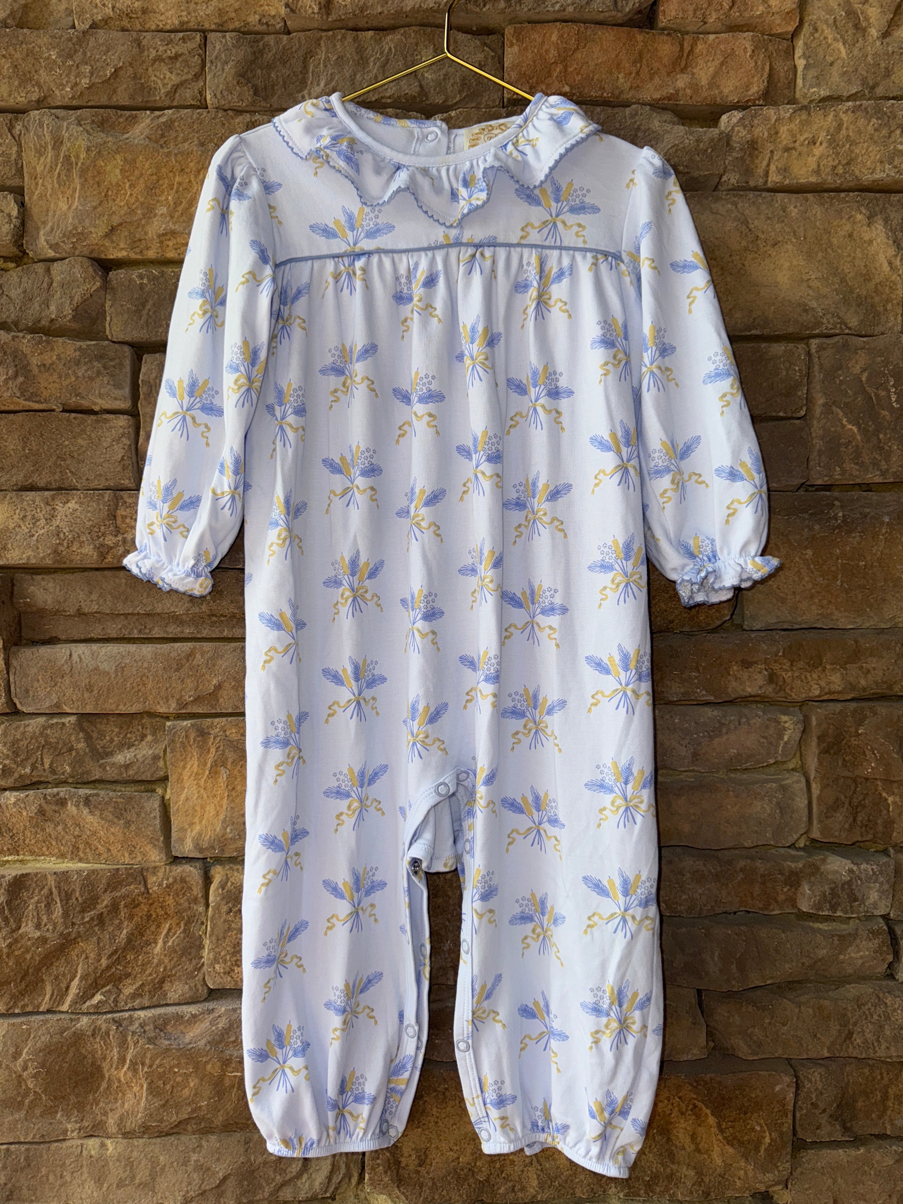 TBBC Blue Floral Ls Romper 3T
