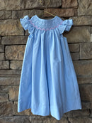 Sweet Dream Light Blue Smocked Dress 24M