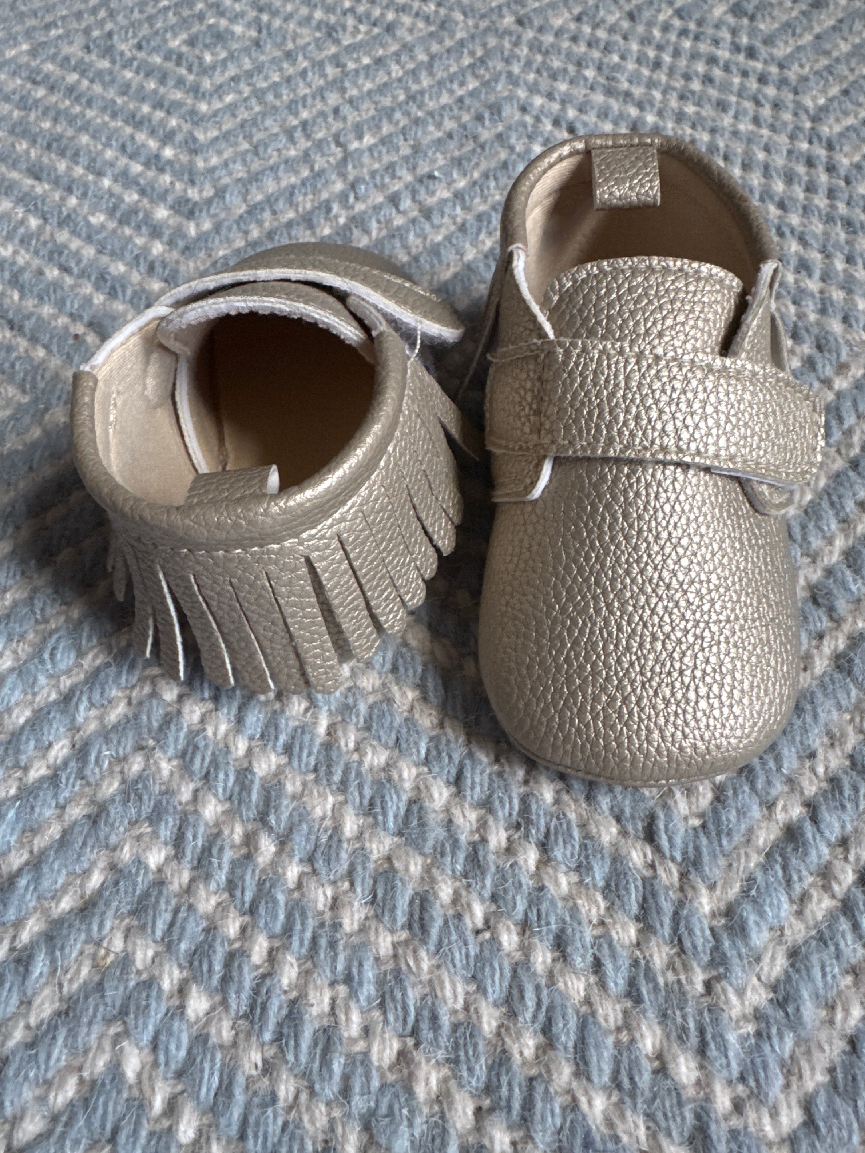 Gold Velcro Moccasins 3c