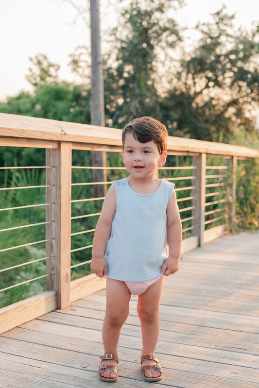 Shephard Diaper Set-Coral Stripe/Light Blue