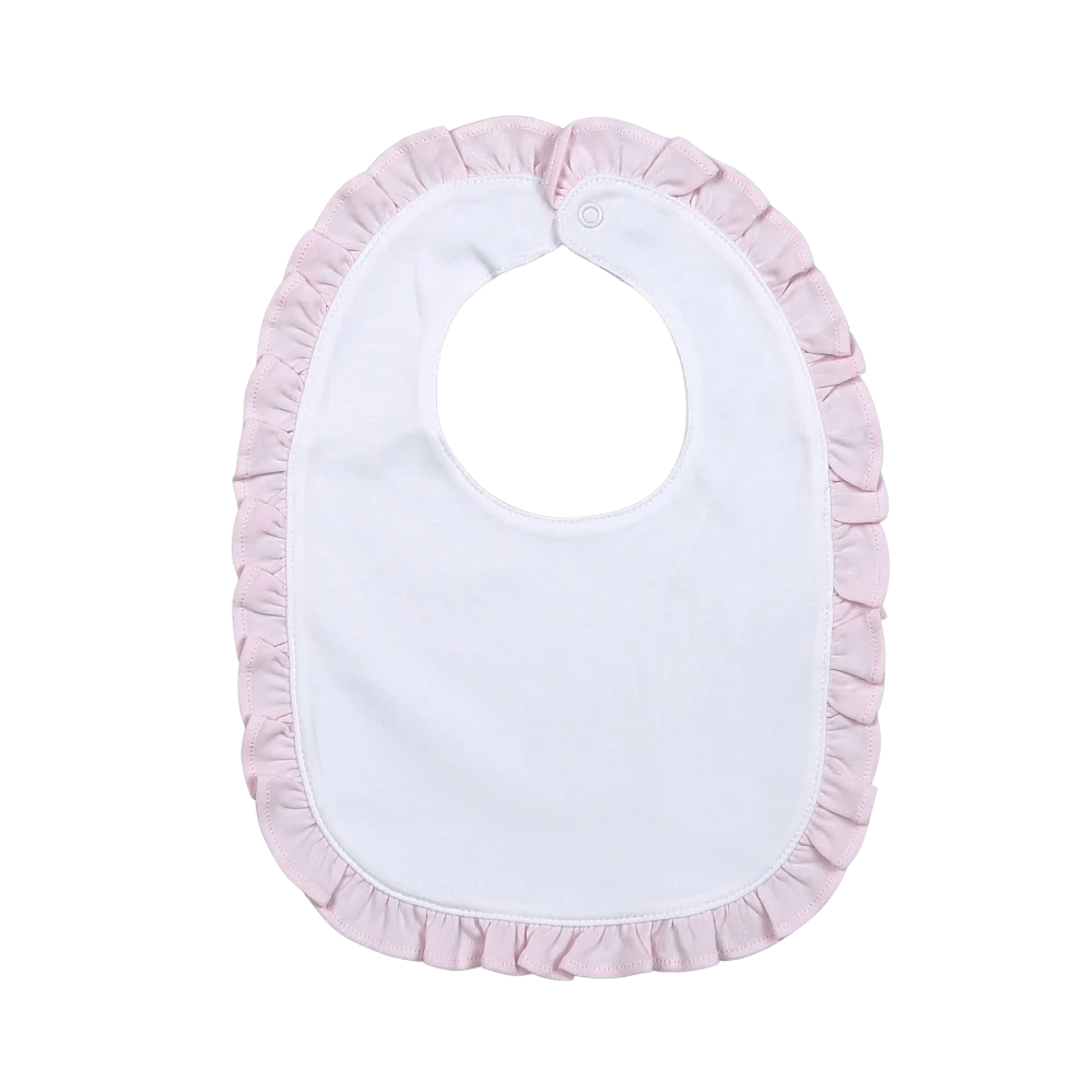 Lilly White and Pink Ruffle Bib