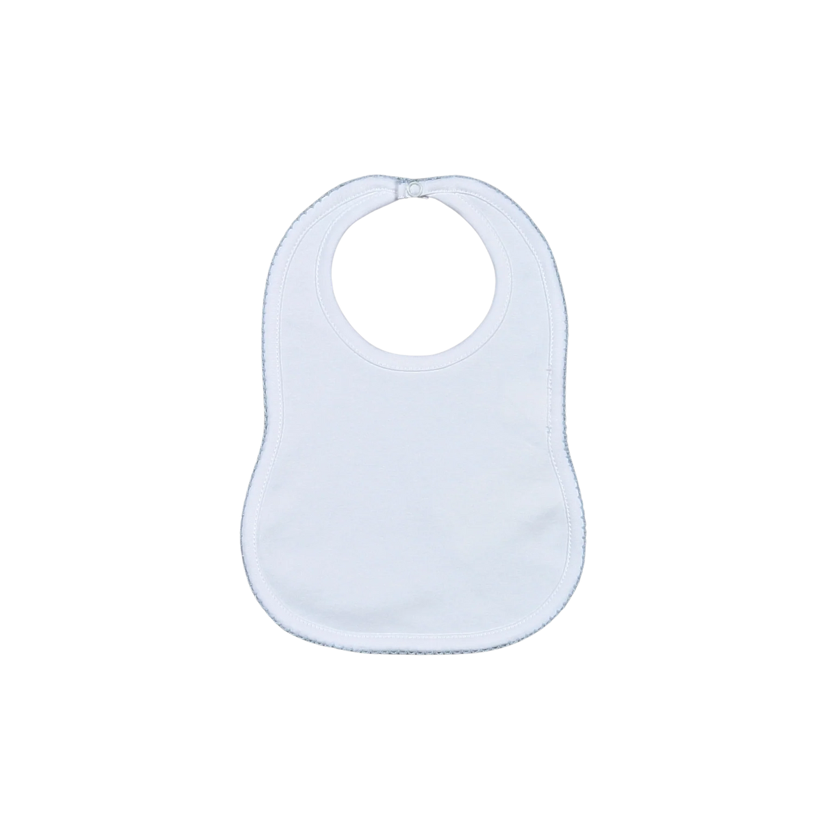 White Bib w/ Blue Picot Trim