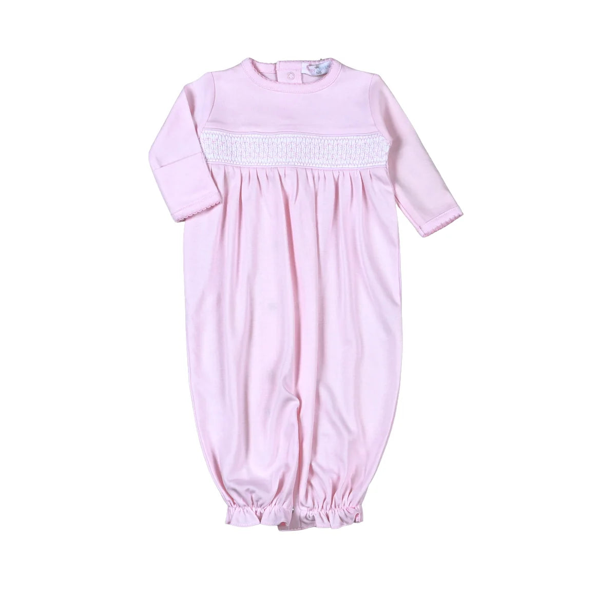 Pink Pima Hand Smocked Converter Gown